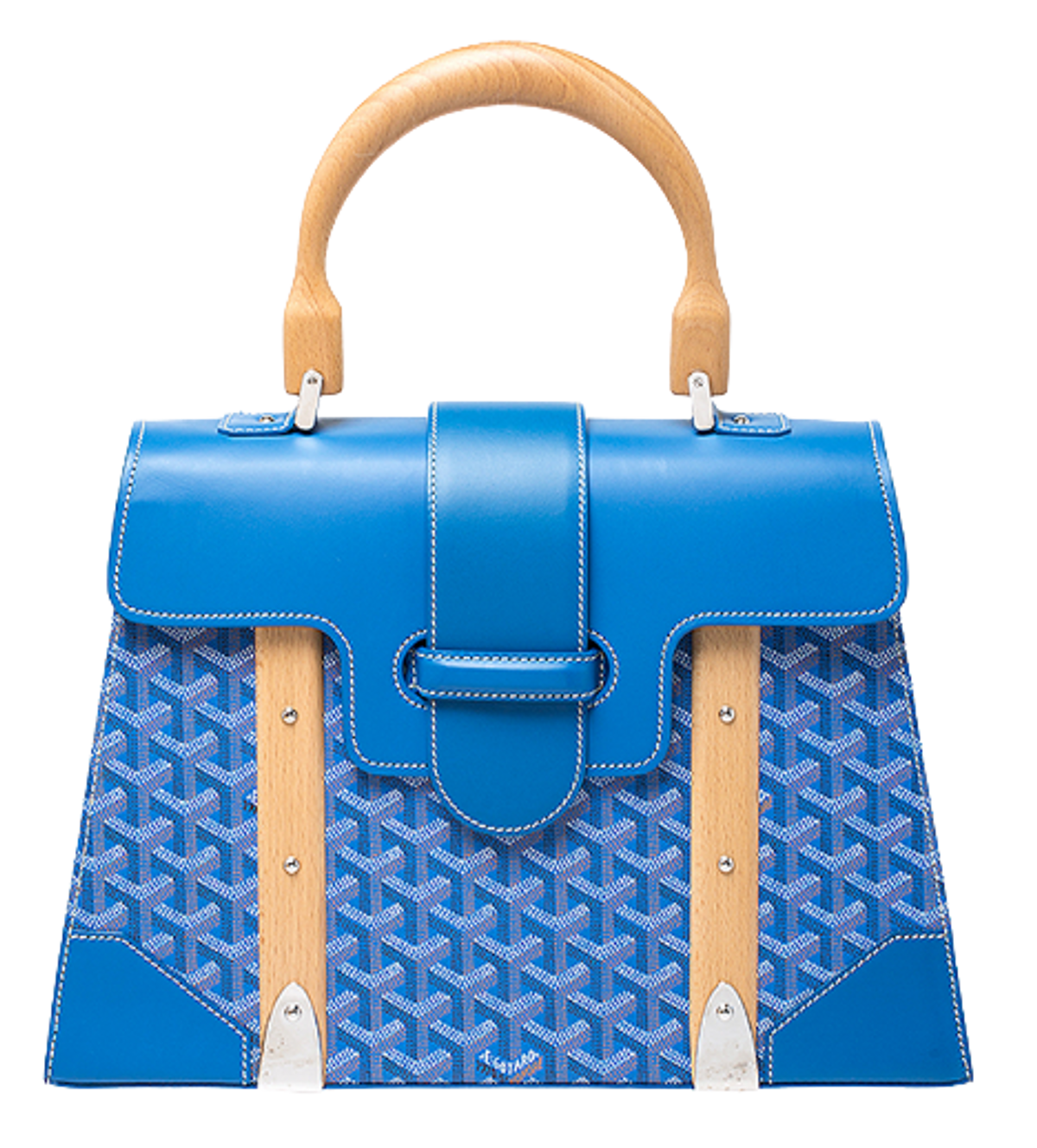 Goyard Blue Coated Canvas Leather Saigon Top Handle Bag