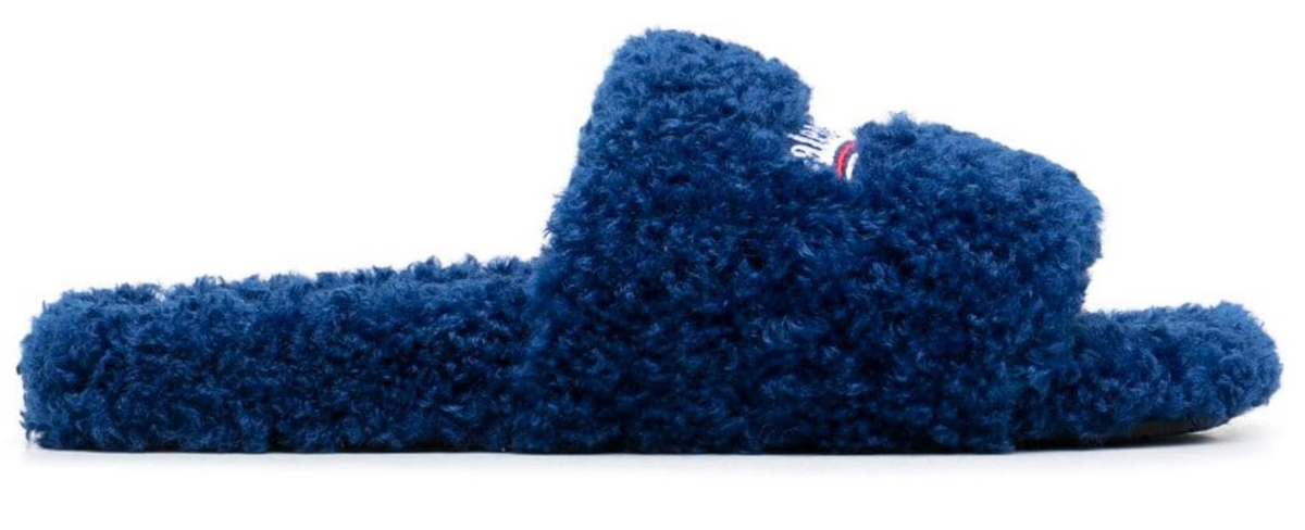 Balenciaga Furry Campaign Slide Blue Sandals