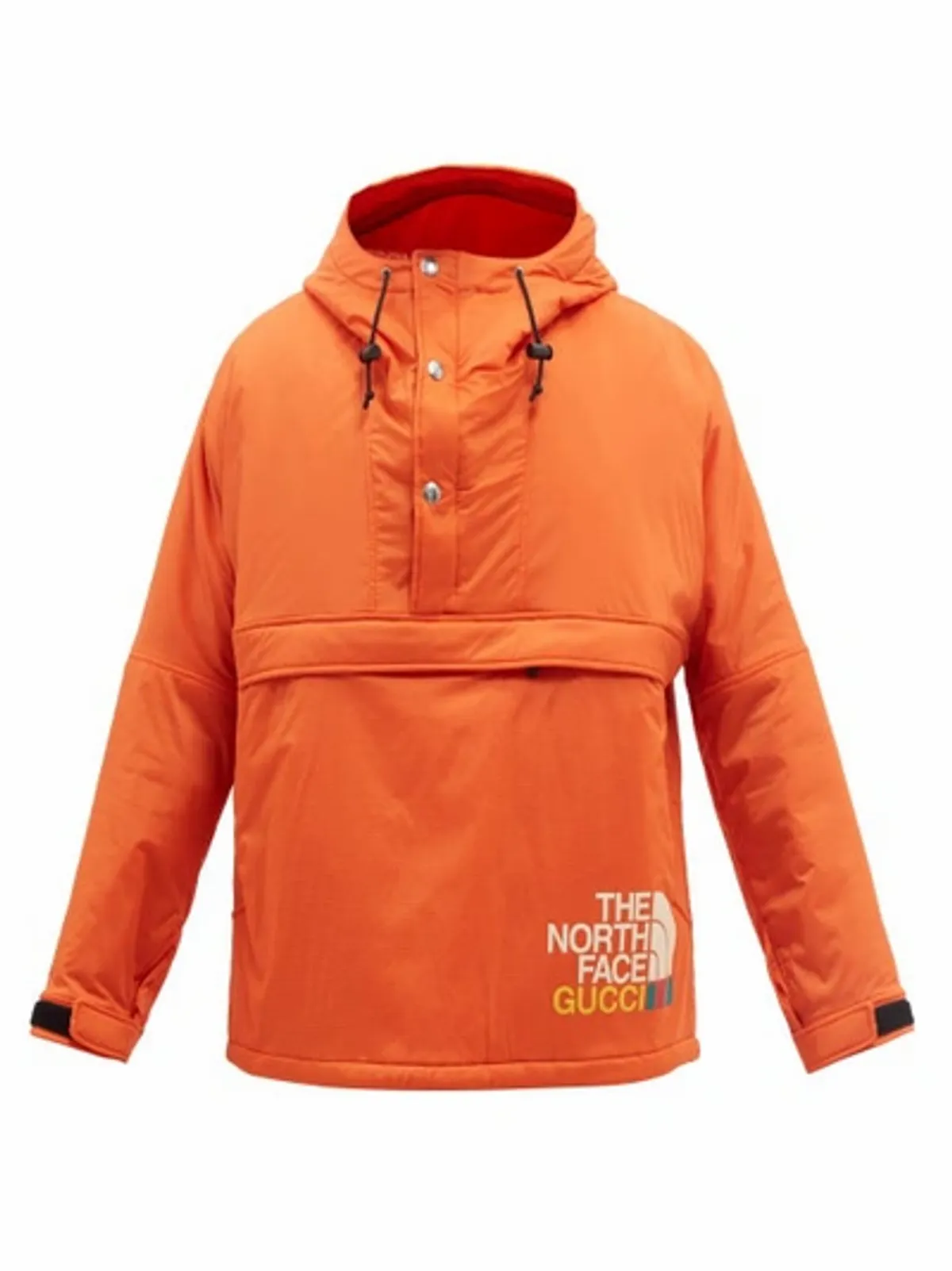 Gucci × The North Face Logo-Print Ripstop Half-Zip Orange Hooded Jacket