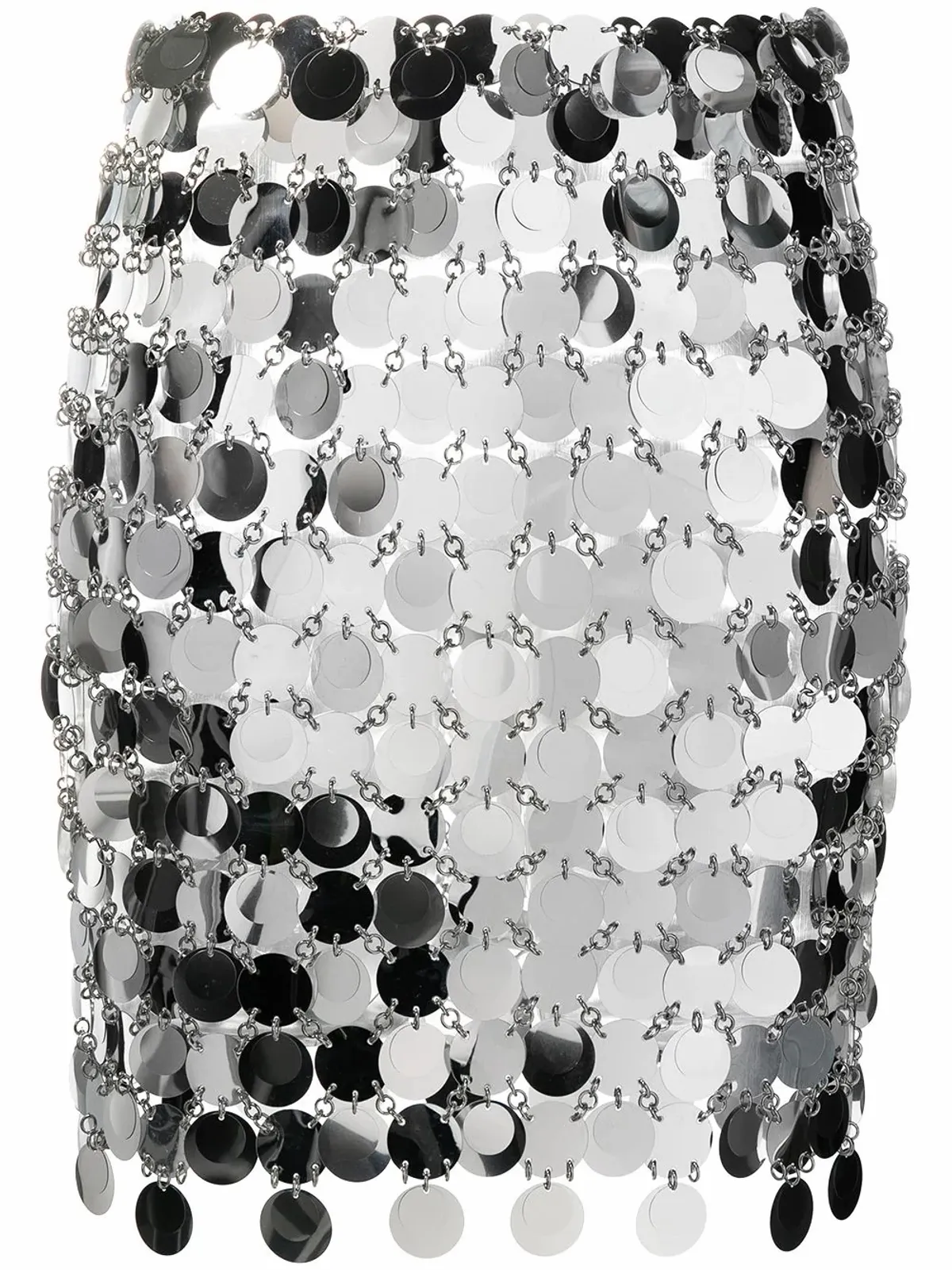 Paco Rabanne Short Sequined Silver Skirt