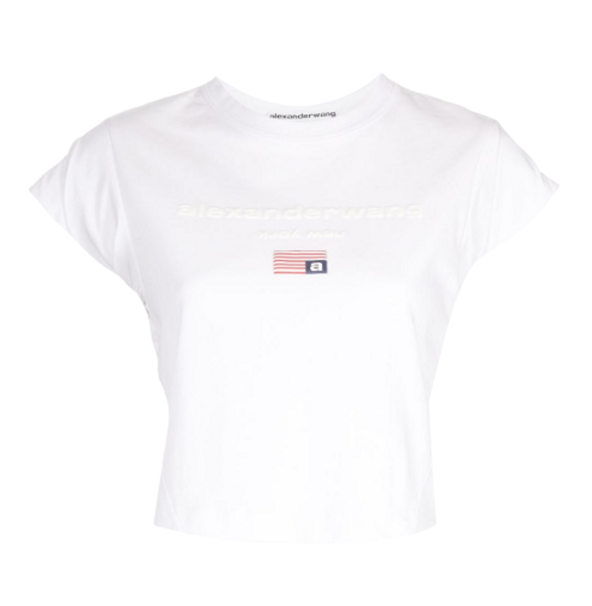 Alexander Wang Twisted Sleeve Logo Crop T-Shirt