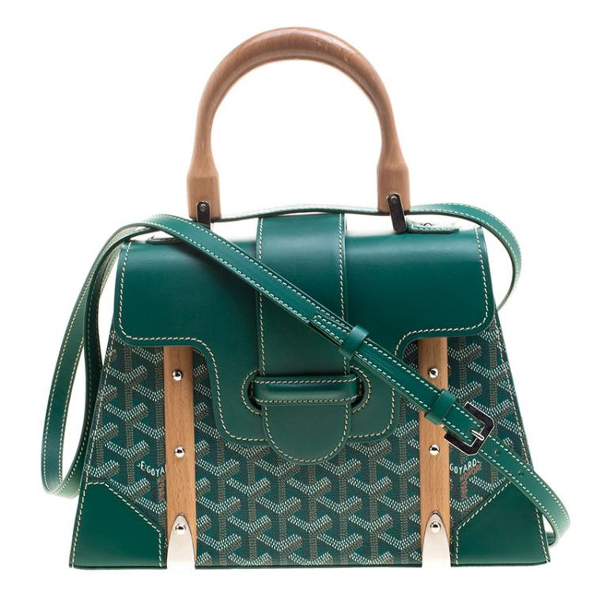 Goyard Green Coated Canvas and Leather Saigon Top Handle Bag