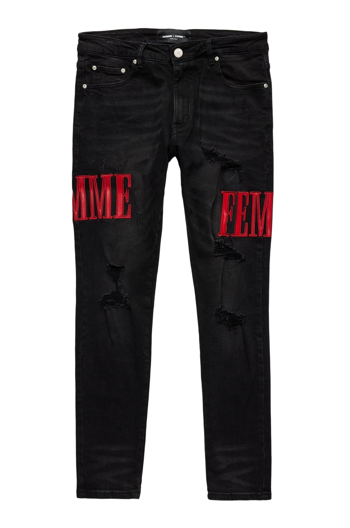 Homme + Femme Red Letters Black Jeans