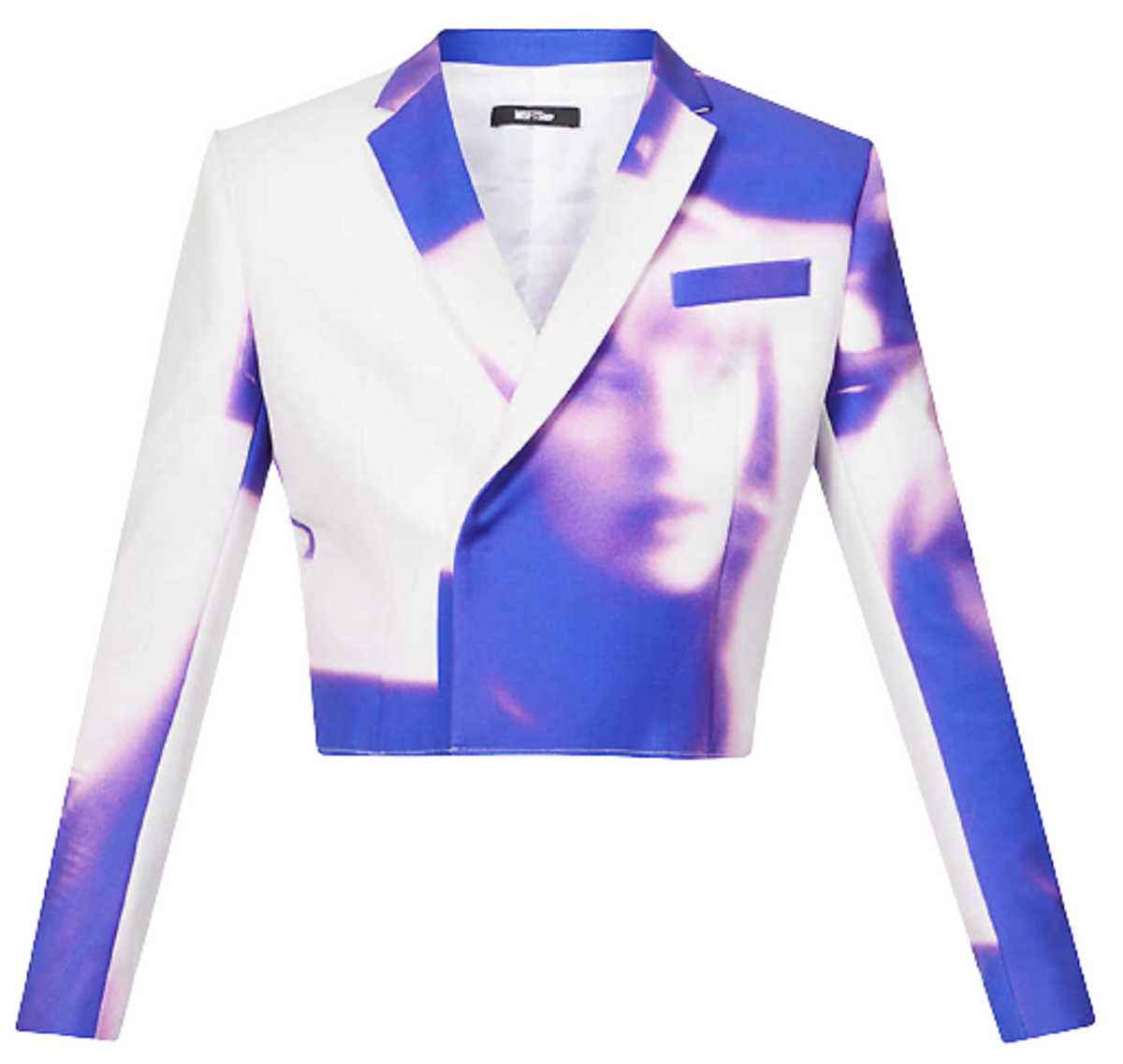 MSFTSrep Purple Portrait Graphic-Print Stretch-Woven Blazer