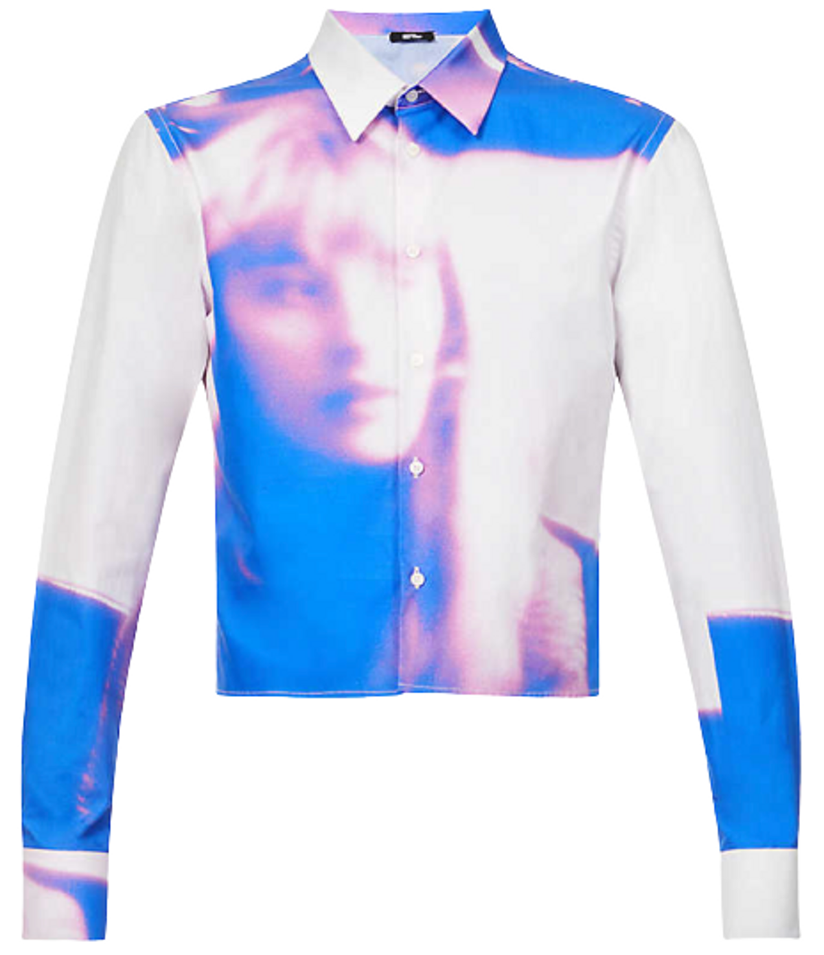 MSFTSrep Purple Portrait Graphic-Print Cotton-Poplin Shirt