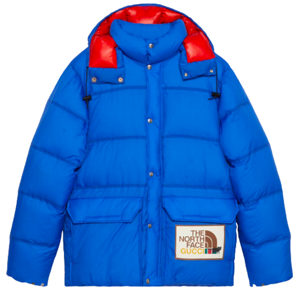 Gucci × The North Face Hooded Quilted Blue Down Jacket