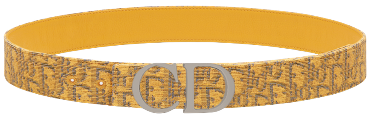 Dior Gold-Tone Dior Oblique Jacquard and Grained Calfskin Reversible Strap CD Buckle Belt