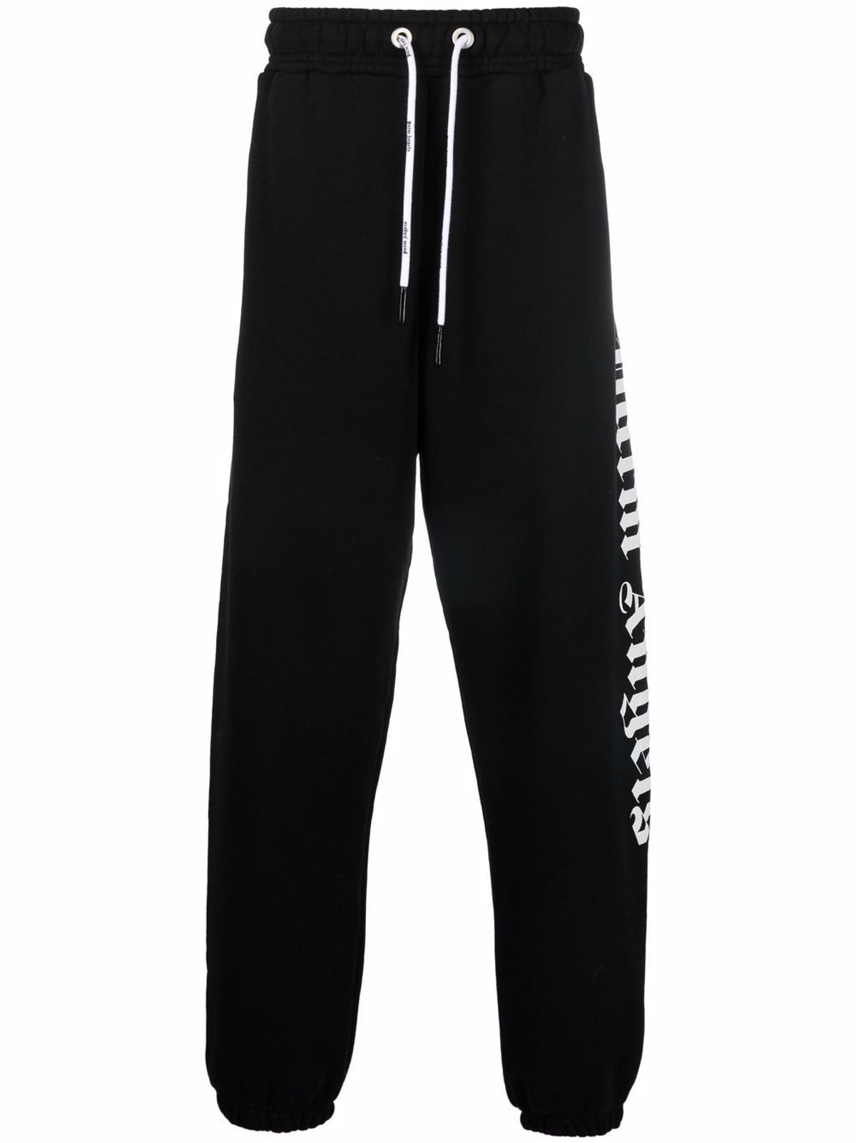 Palm Angels Logo-print Cotton-jersey Track Pants In Black White