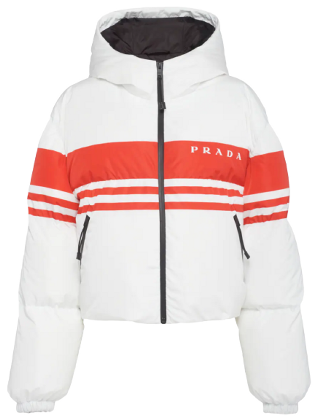 Prada Printed Nylon White/Red Down Jacket