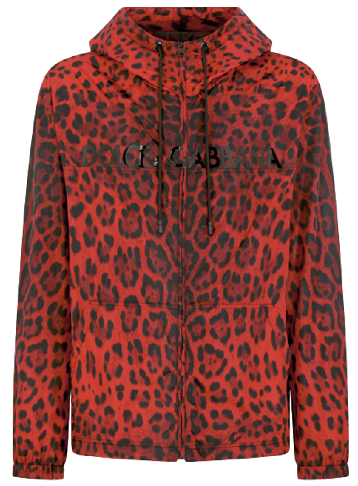 Dolce & Gabbana Leopard-Print Red Hooded Jacket