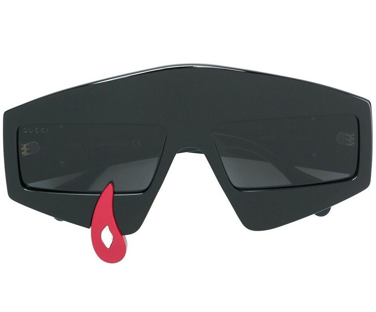 Gucci Authentic 0359 Teardrop Black Red Crystal Hollywood Sunglasses