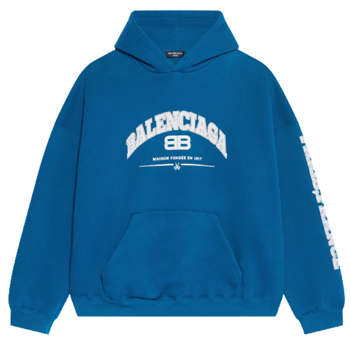 Balenciaga Maison Balenciaga Wide Fit Blue, Grey And White Heavy Fleece Hoodie