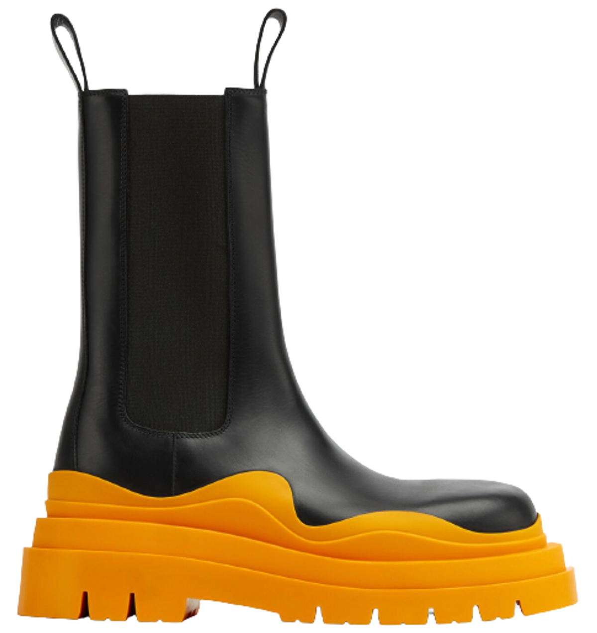 Bottega Veneta Vegetable-Tanned Leather Black / Tangerine Chelsea Boots