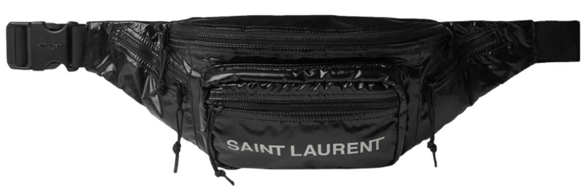 Saint Laurent Logo-Print Ripstop-Shell Black Belt Bag