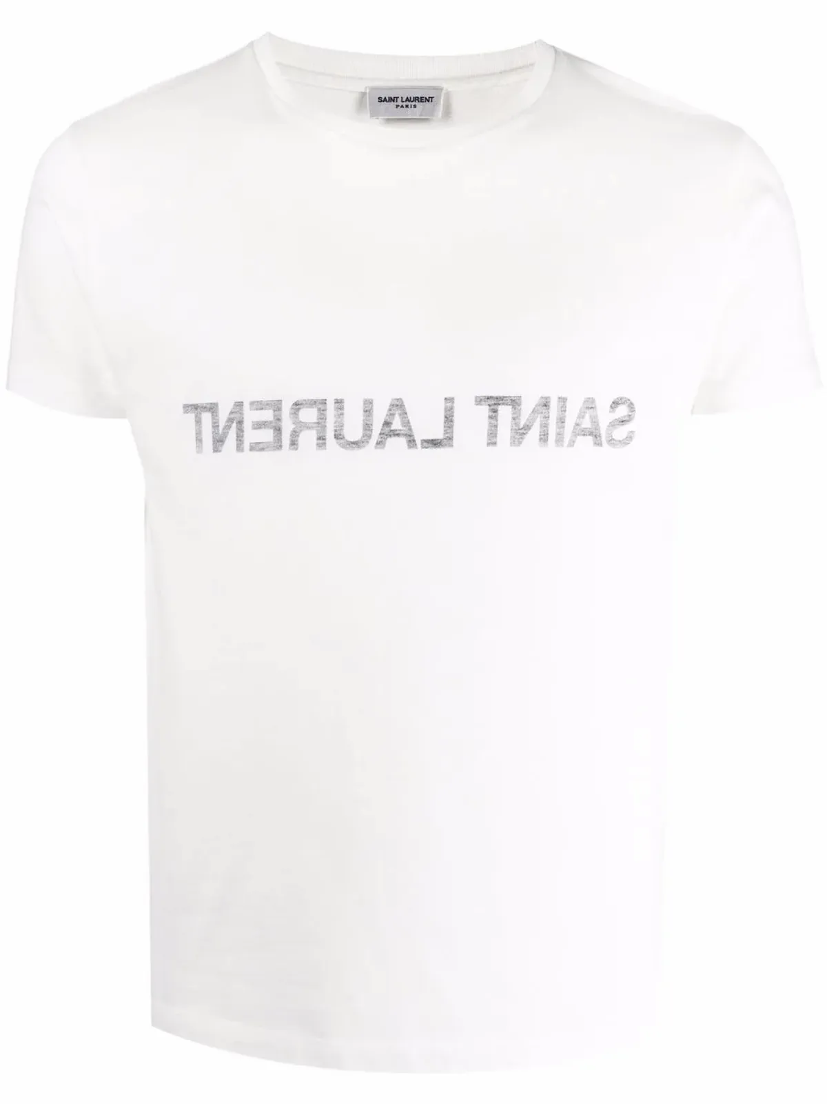 Saint Laurent Revers Logo Print White Cotton T-Shirt