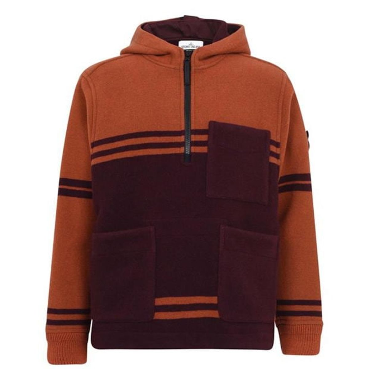 Stone Island Popover Zip Burgundy Hooded Jacket