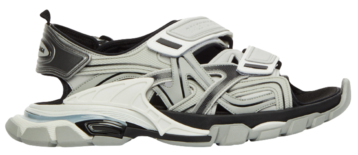 Balenciaga Grey, White And Black Neoprene And Rubber Track Sandals