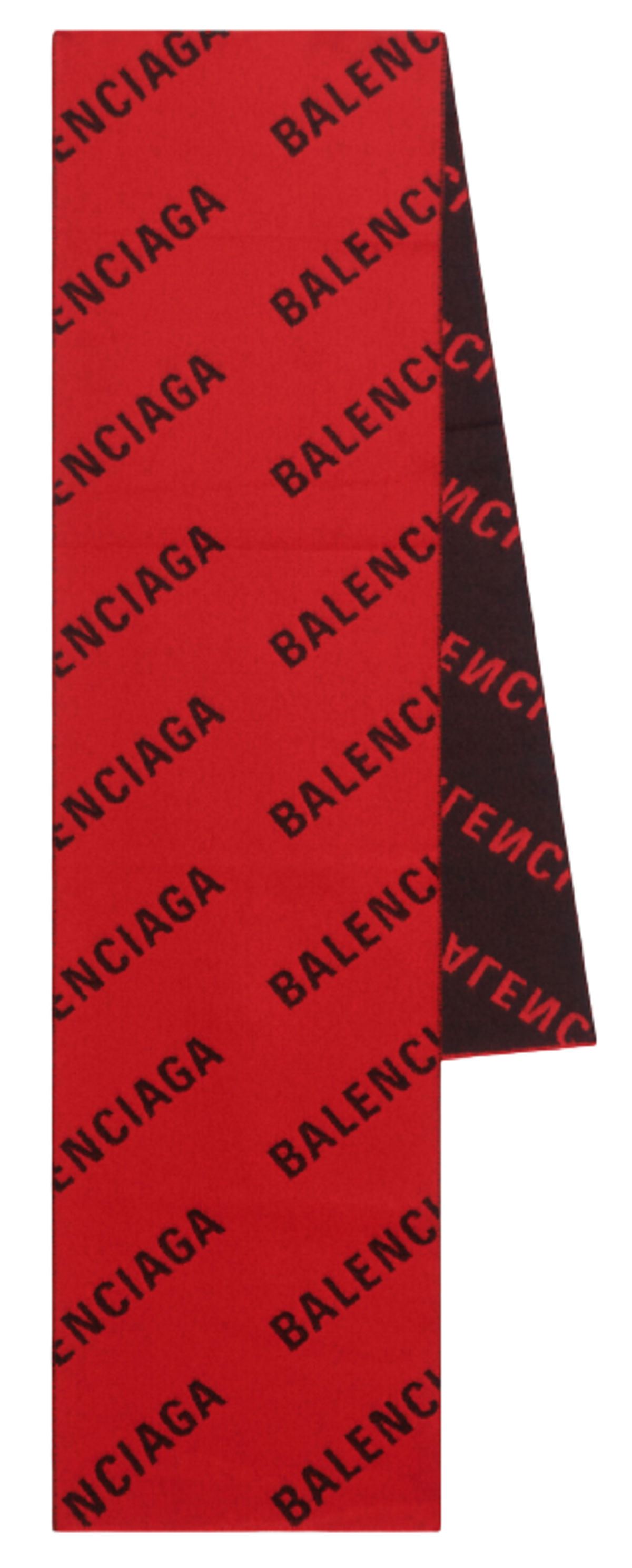 Balenciaga Allover Logo Macro Red And Black Brushed Wool Scarf