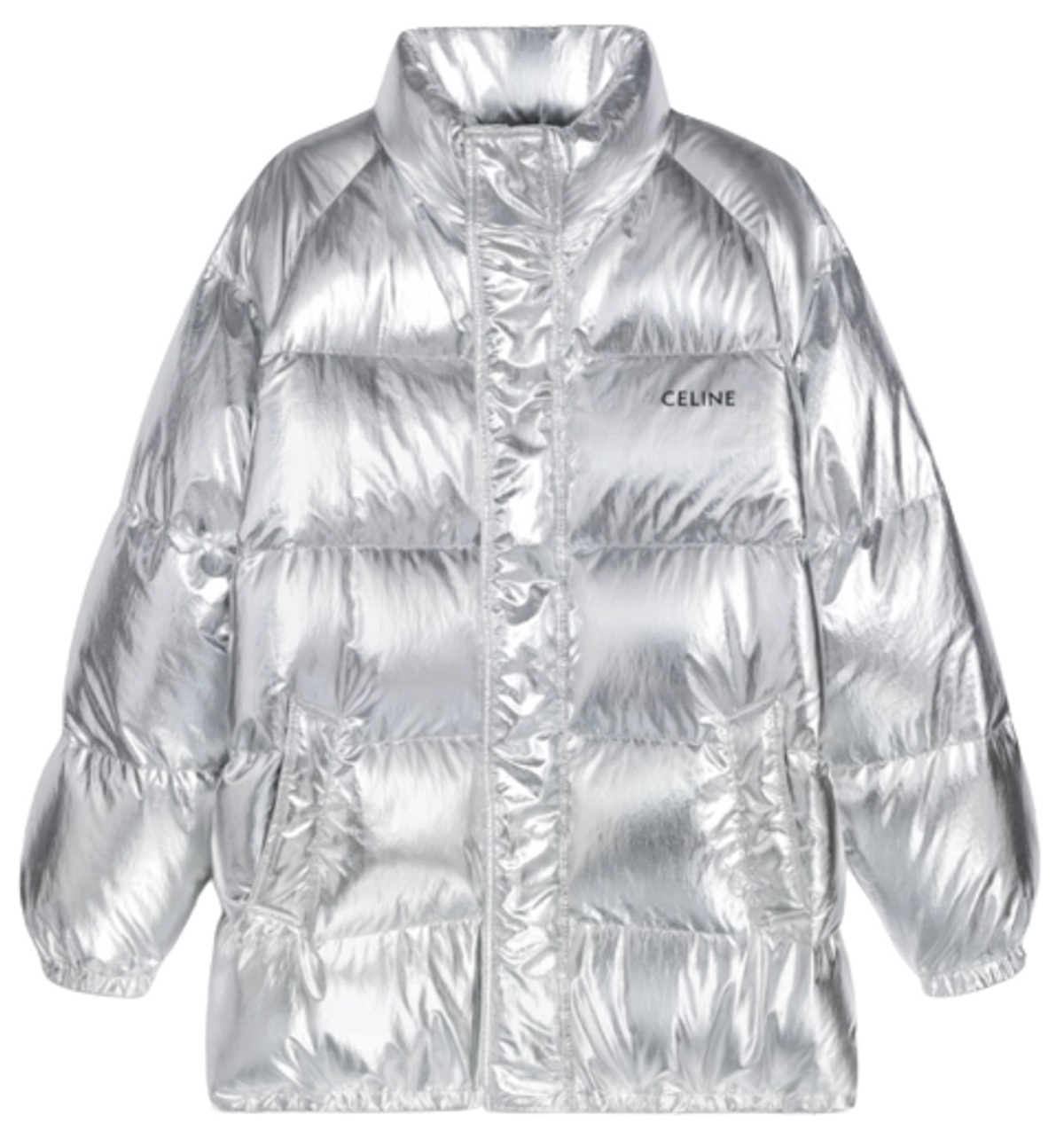 Celine Logo Nylon Silver Parka
