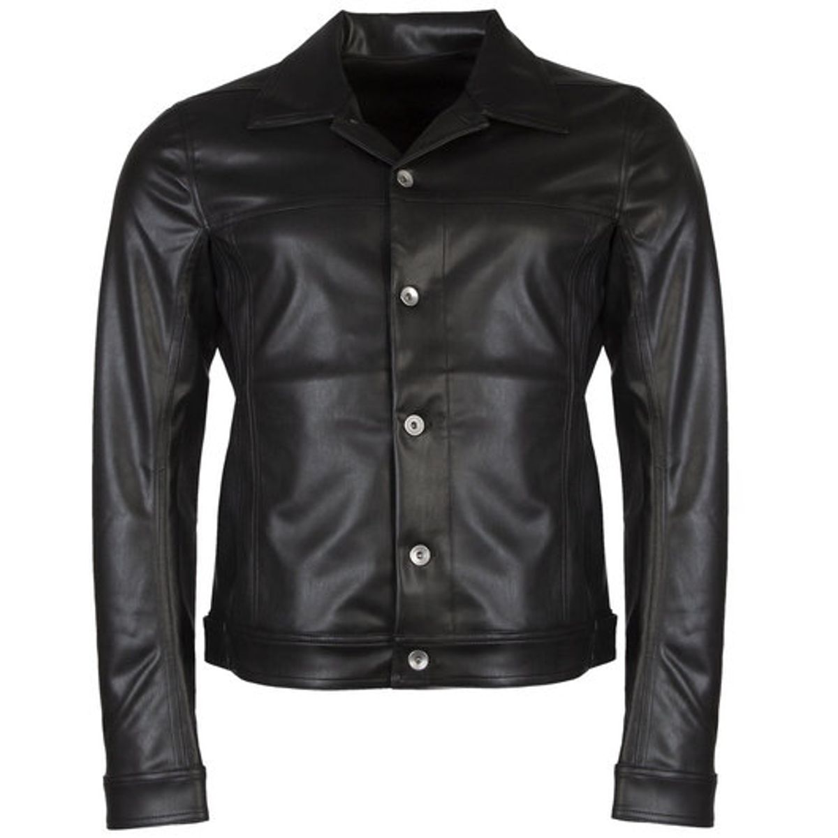 Rick Owens Faux Leather Worker Jacket In Black