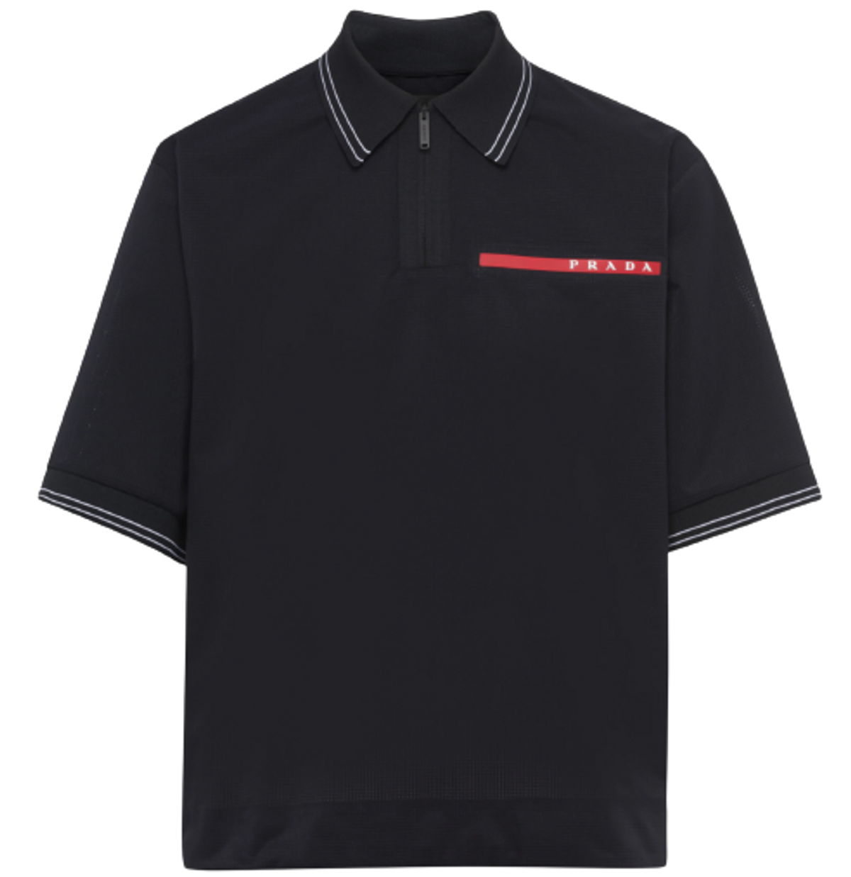 Prada Light Bi-Stretch Black Polo Shirt