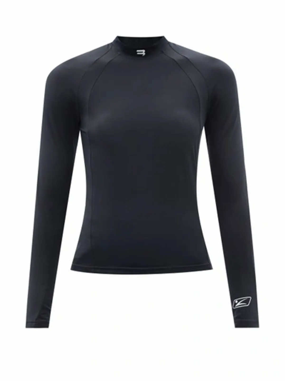 Balenciaga Fitted Long-Sleeve High-Neck Black Top