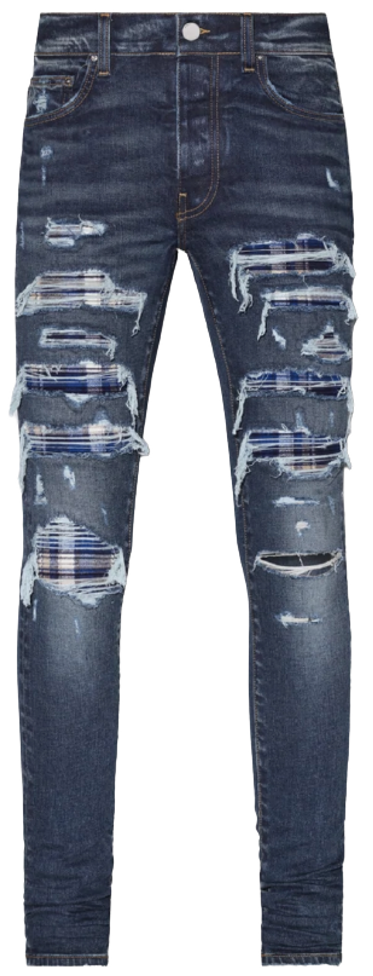 Amiri Plaid Deep Classic Indigo Thrasher Jeans