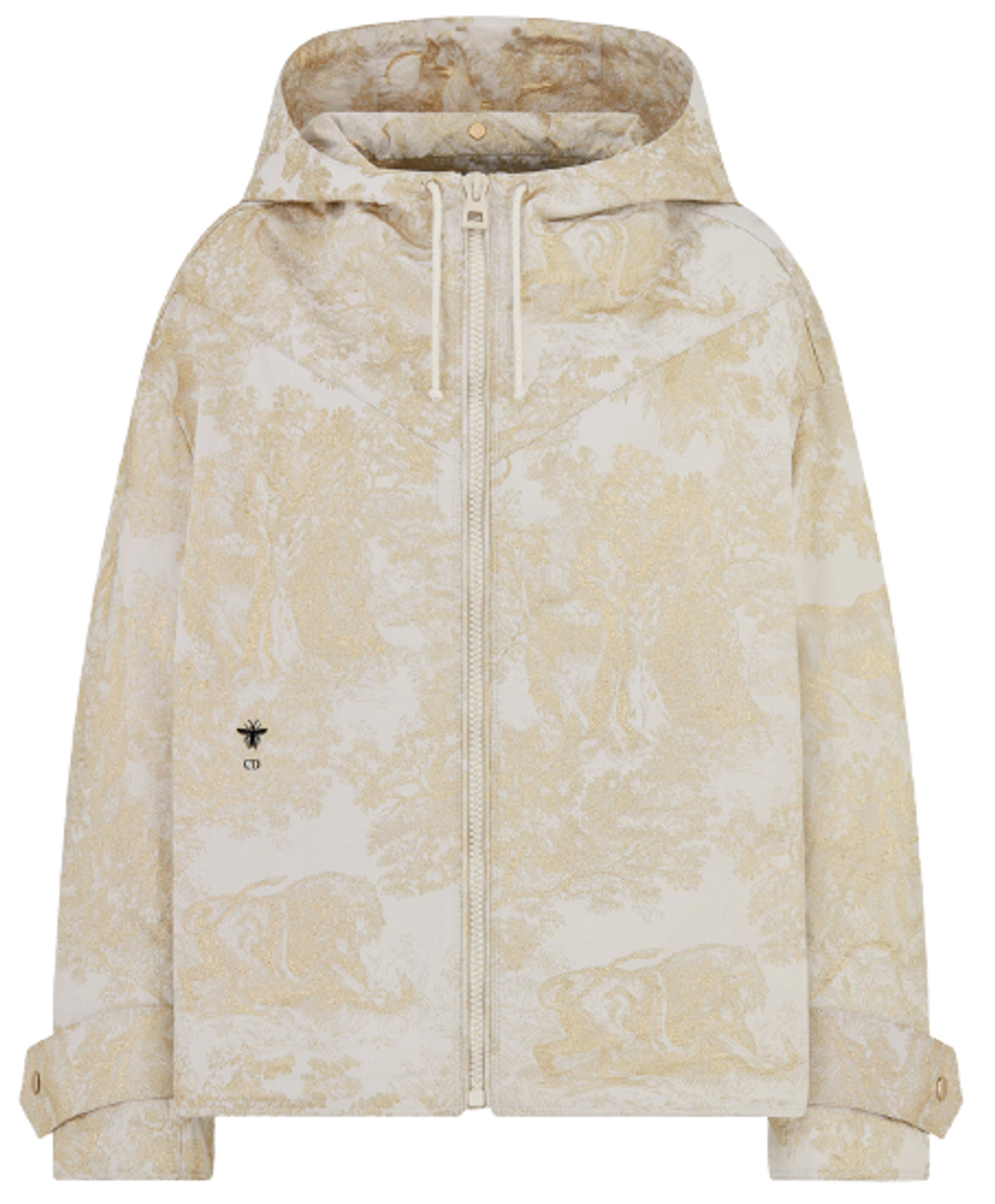 Dior D-Way Gold-Tone Technical Taffeta Jacquard with Toile de Jouy Motif Windbreaker