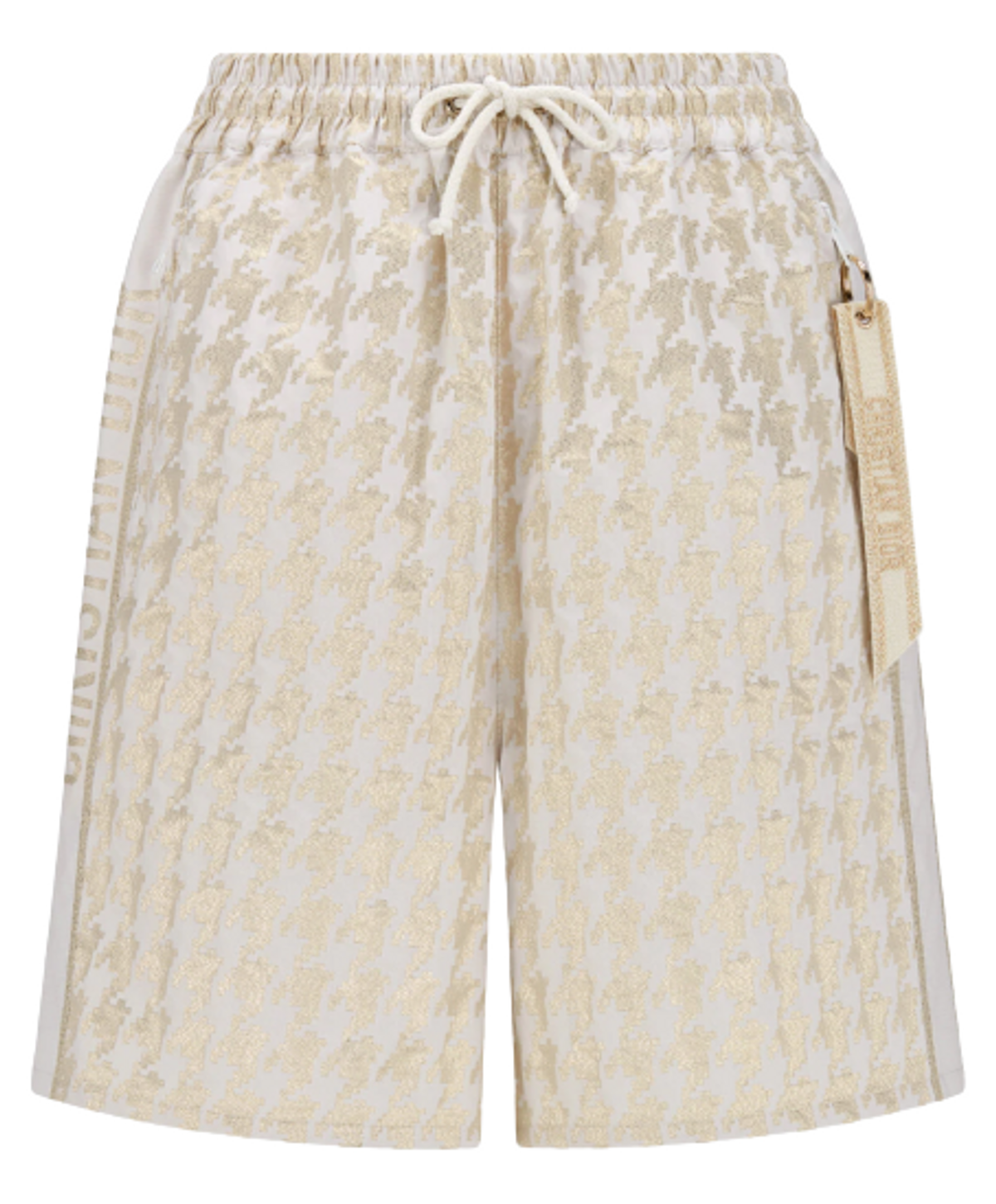 Dior Gold-Tone Technical Taffeta Jacquard with Macro Houndstooth Motif Shorts