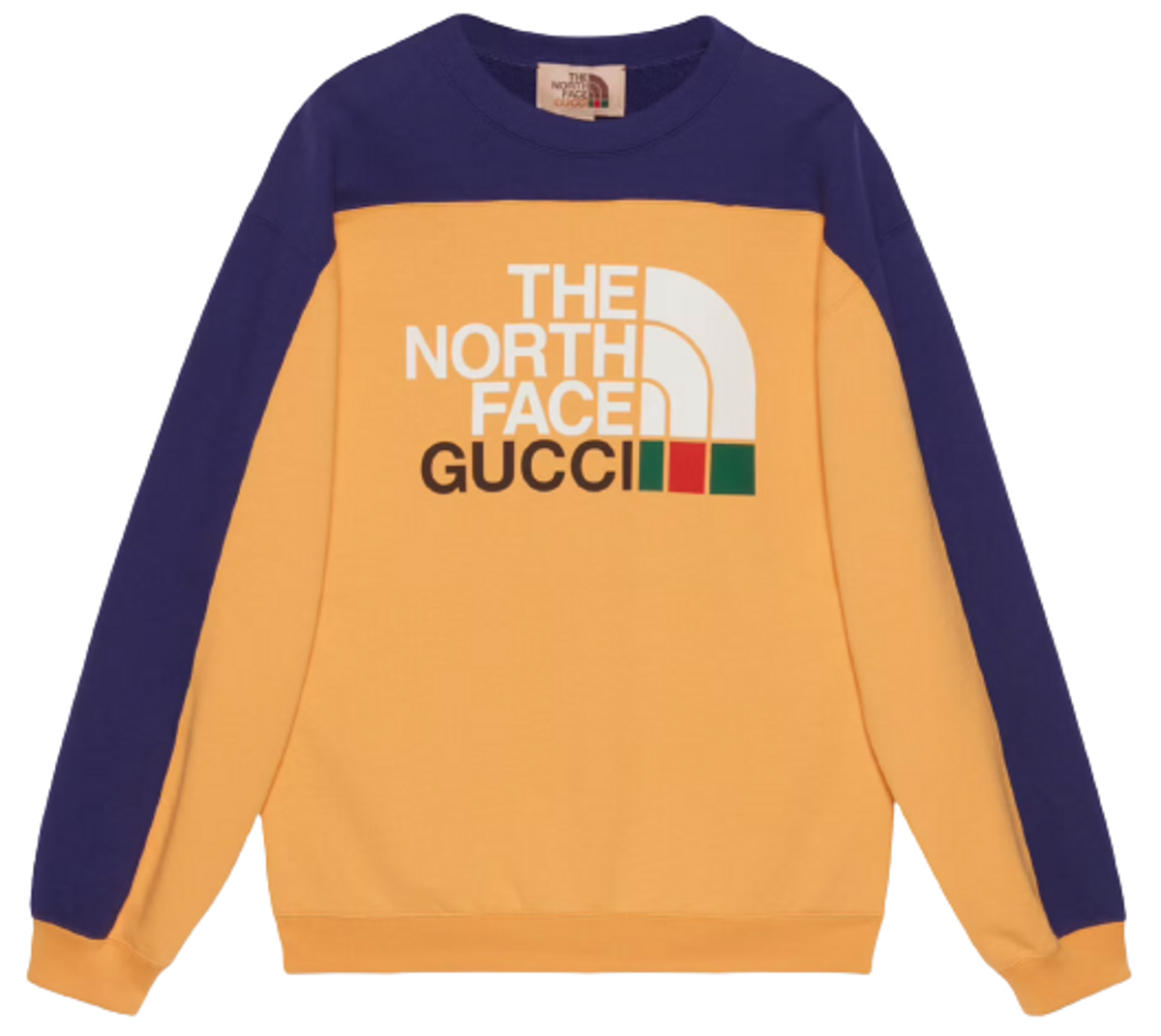 Gucci × The North Face Logo Web Print Yellow Purple Sweatshirt | WHAT’S ...