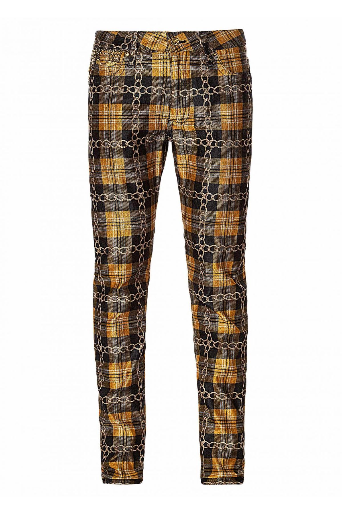 Robins Jeans Killer Flap With Ccrystals In Yellow Plaid