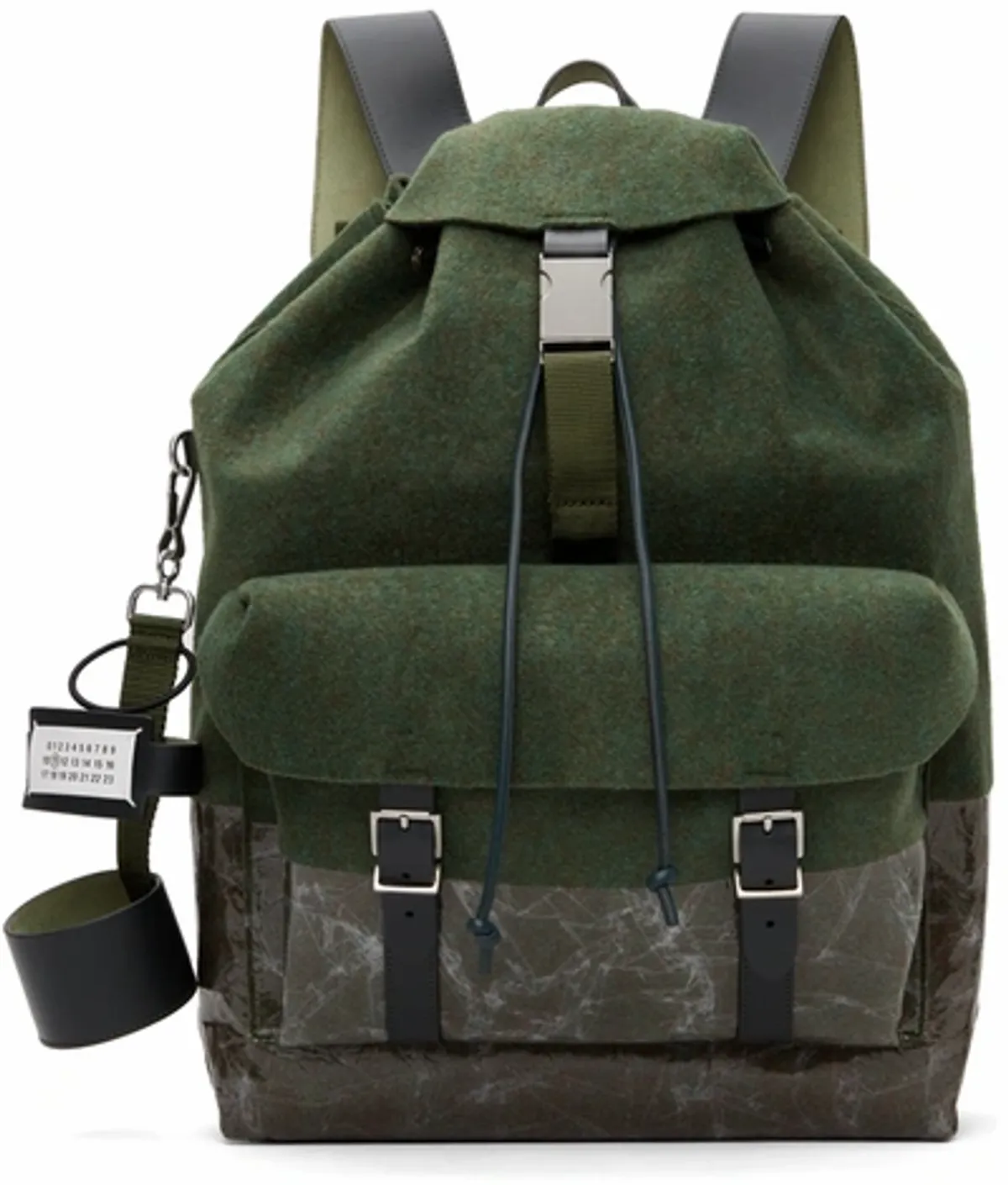 Maison Margiela Green Felt Wet Drawstring Backpack