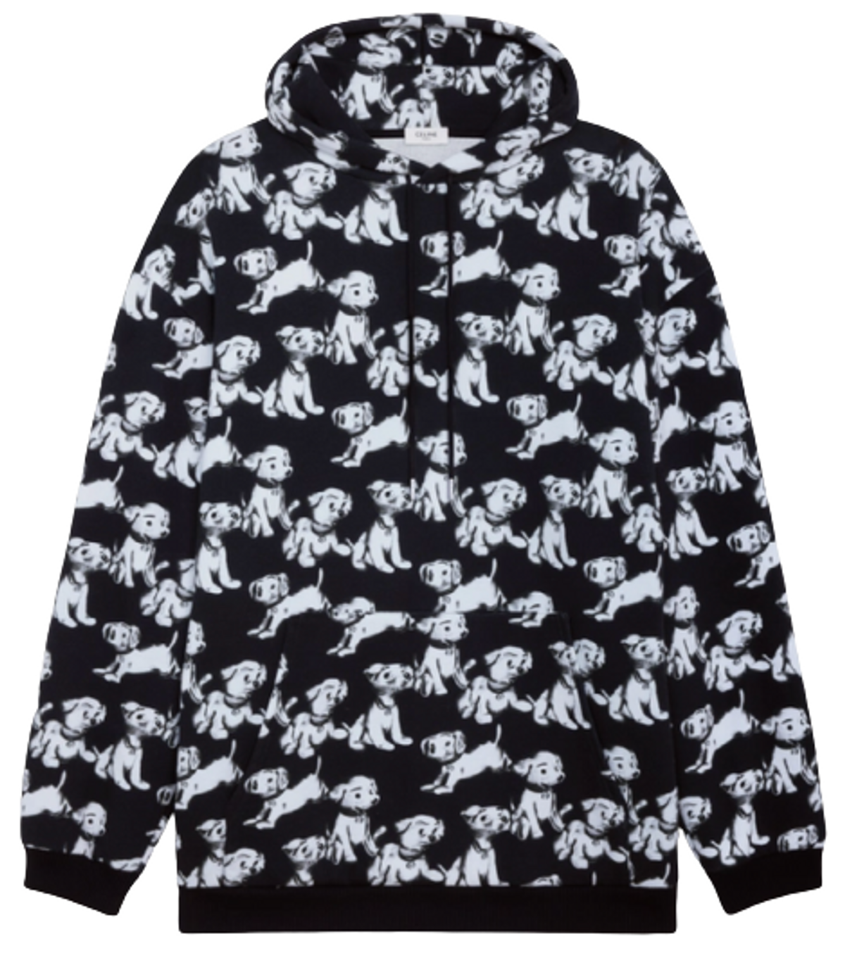 Celine Cotton Fleece Artist Print Black / White Hoodie