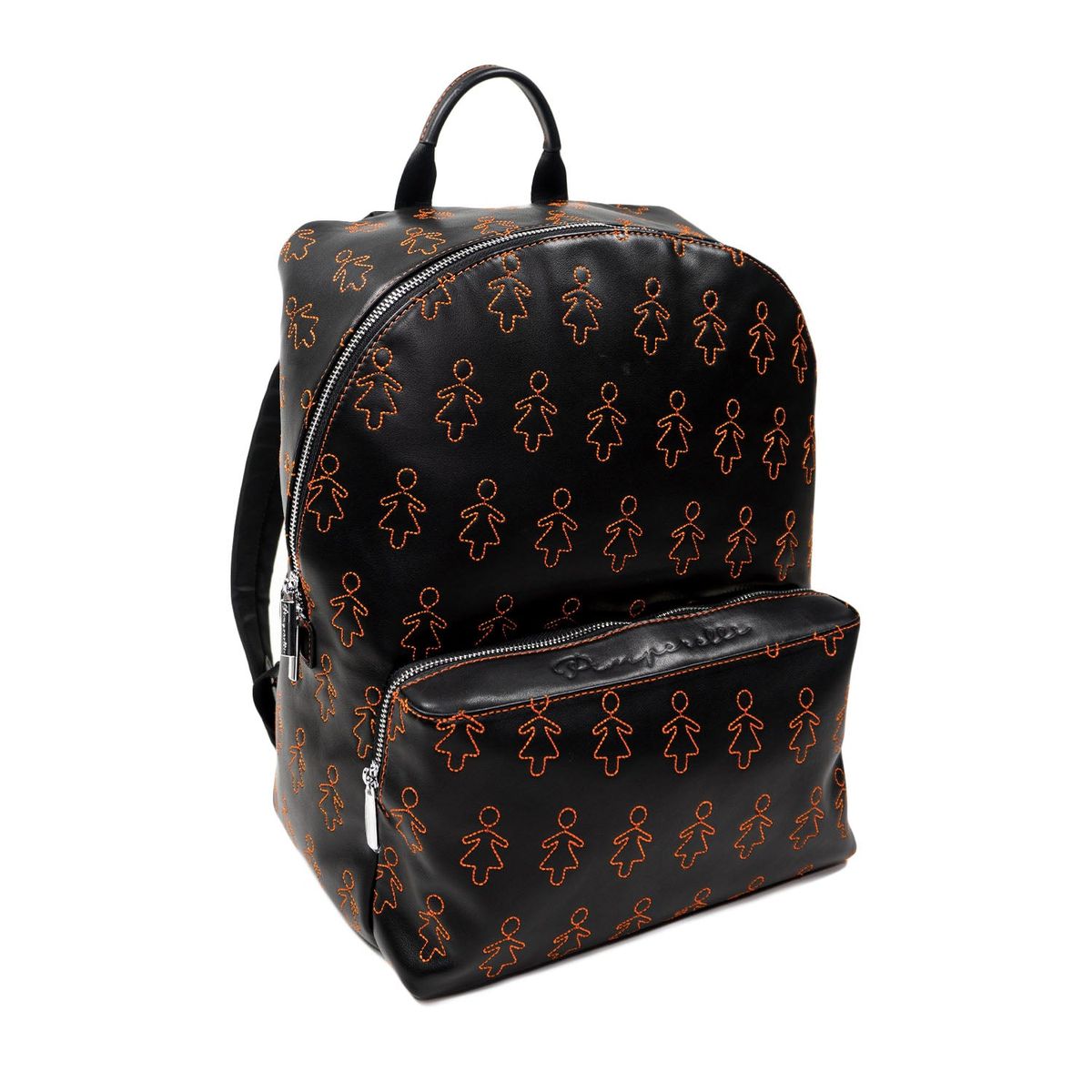 Pimperelli Black/Orange Leather Backpack