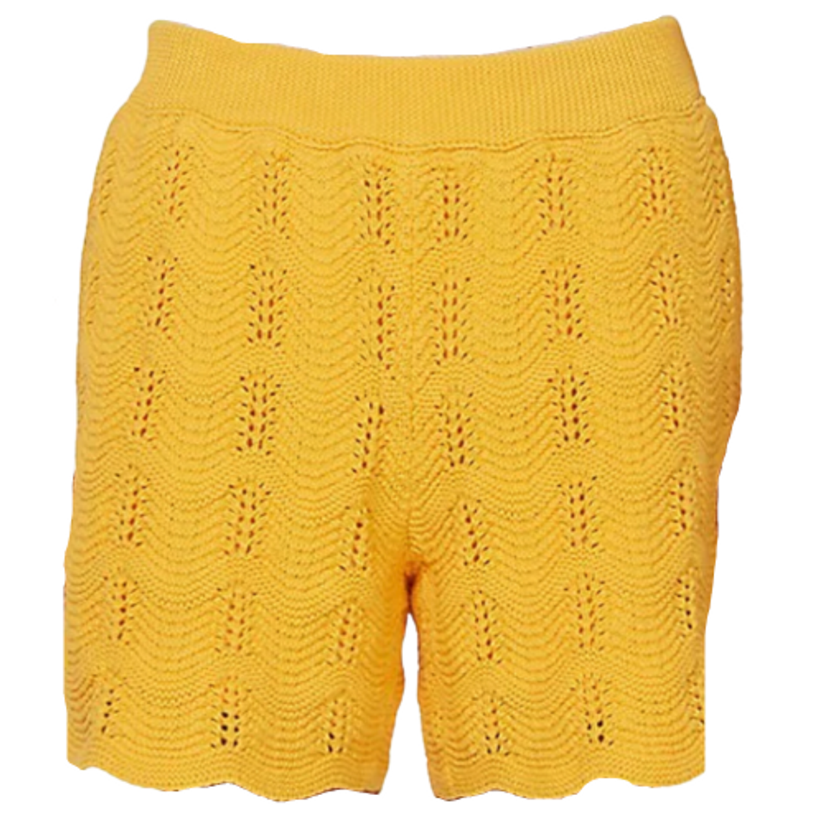 Casablanca Crochet Scallop-Hem Yellow Shorts