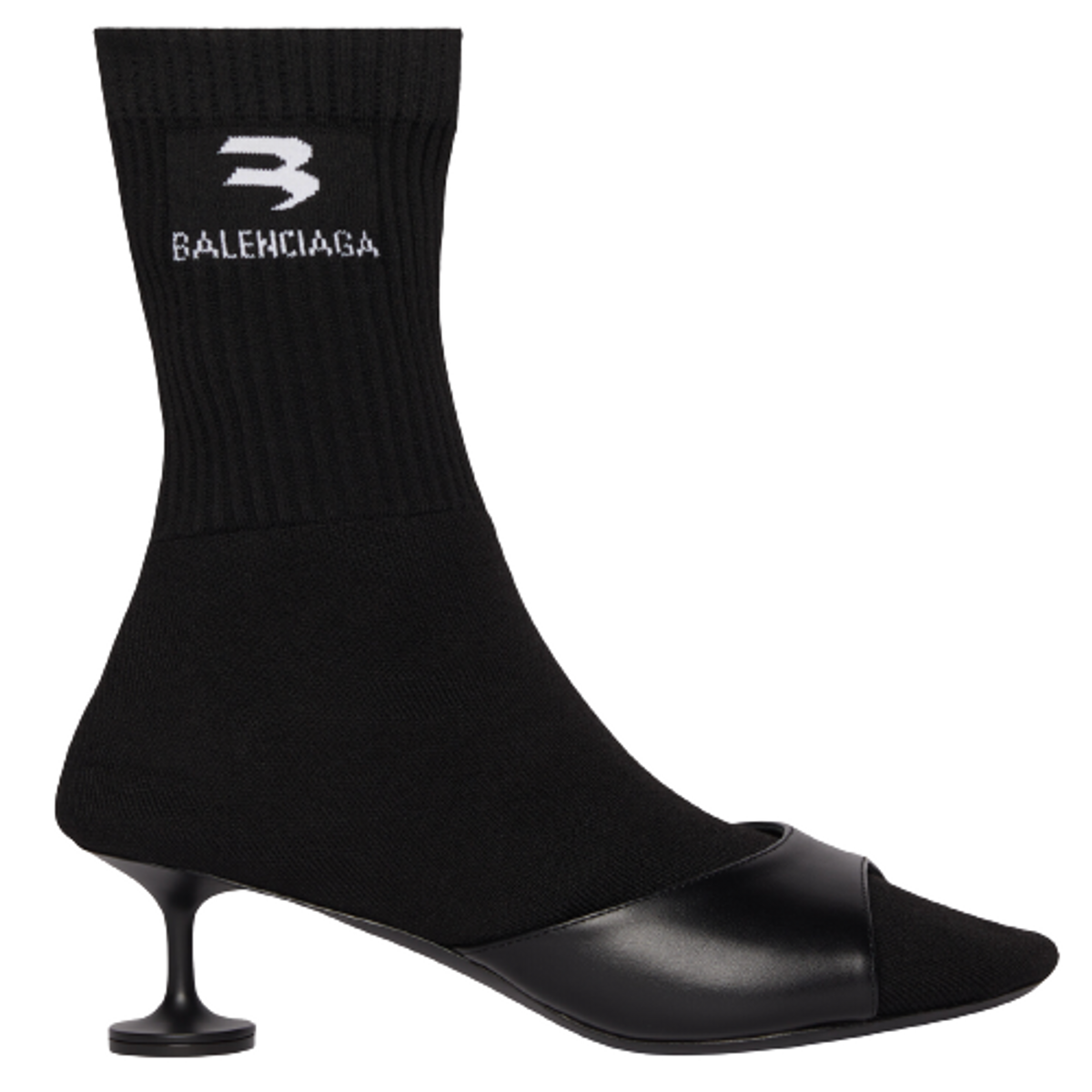 Balenciaga Black Smooth Calfskin And Black Recycled Knit Sock 50mm Bootie