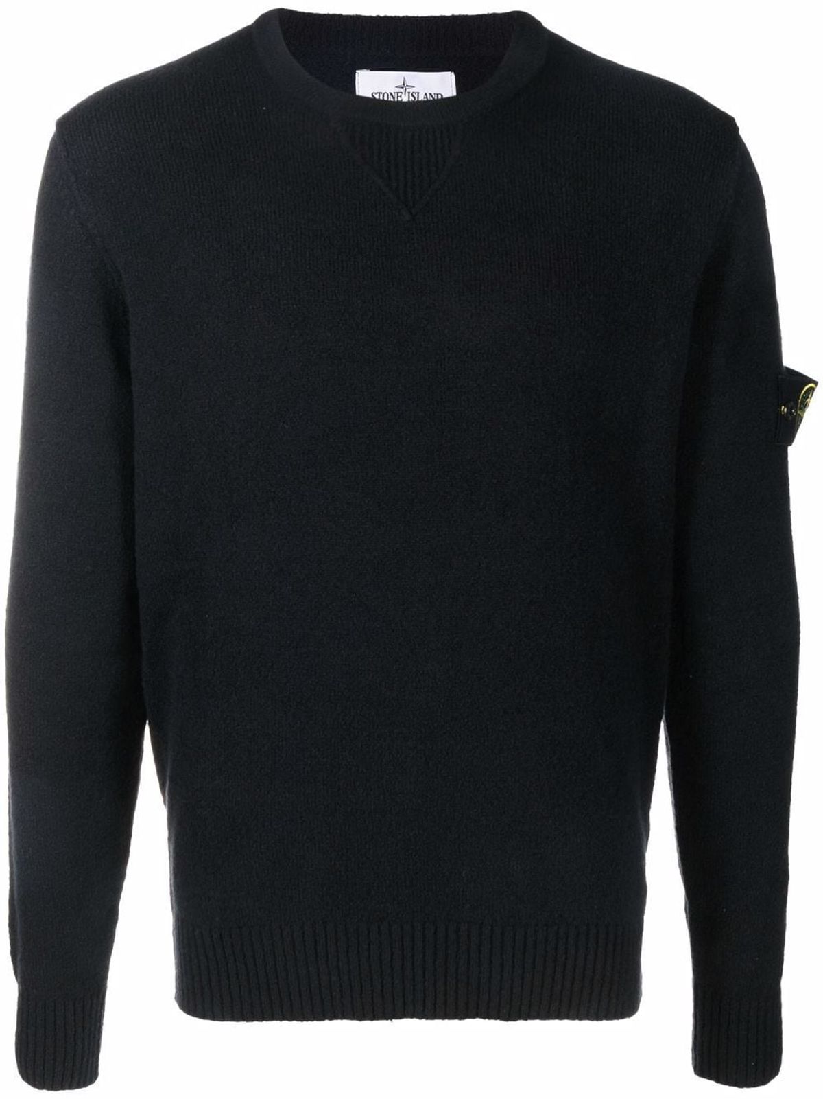 Stone Island Logo-patch Knitted Jumper In Black