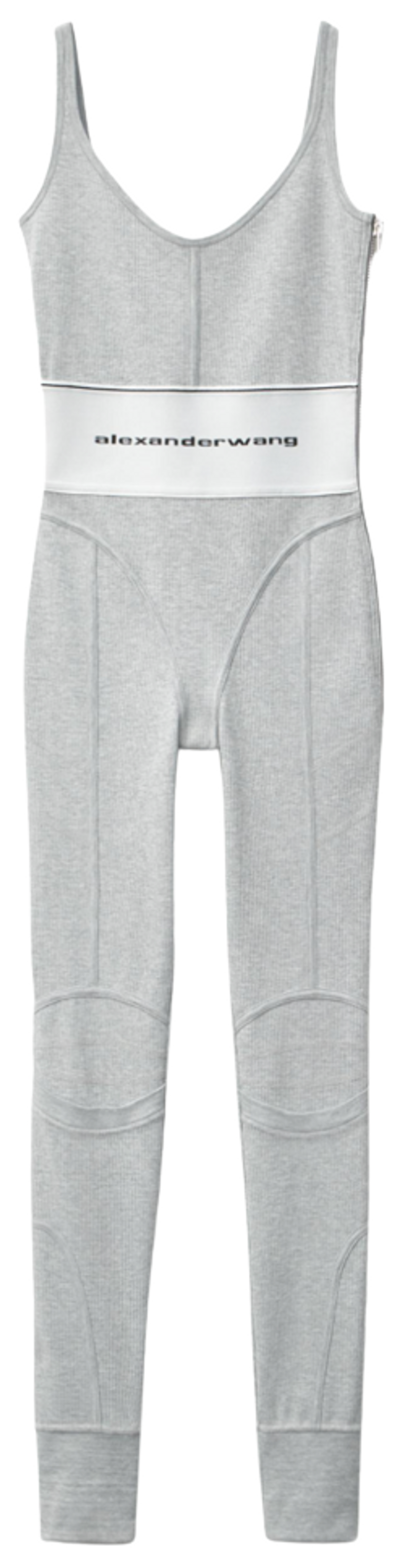 Alexander Wang Logo Elastic Ribbed Jersey Grey Jumpsuit