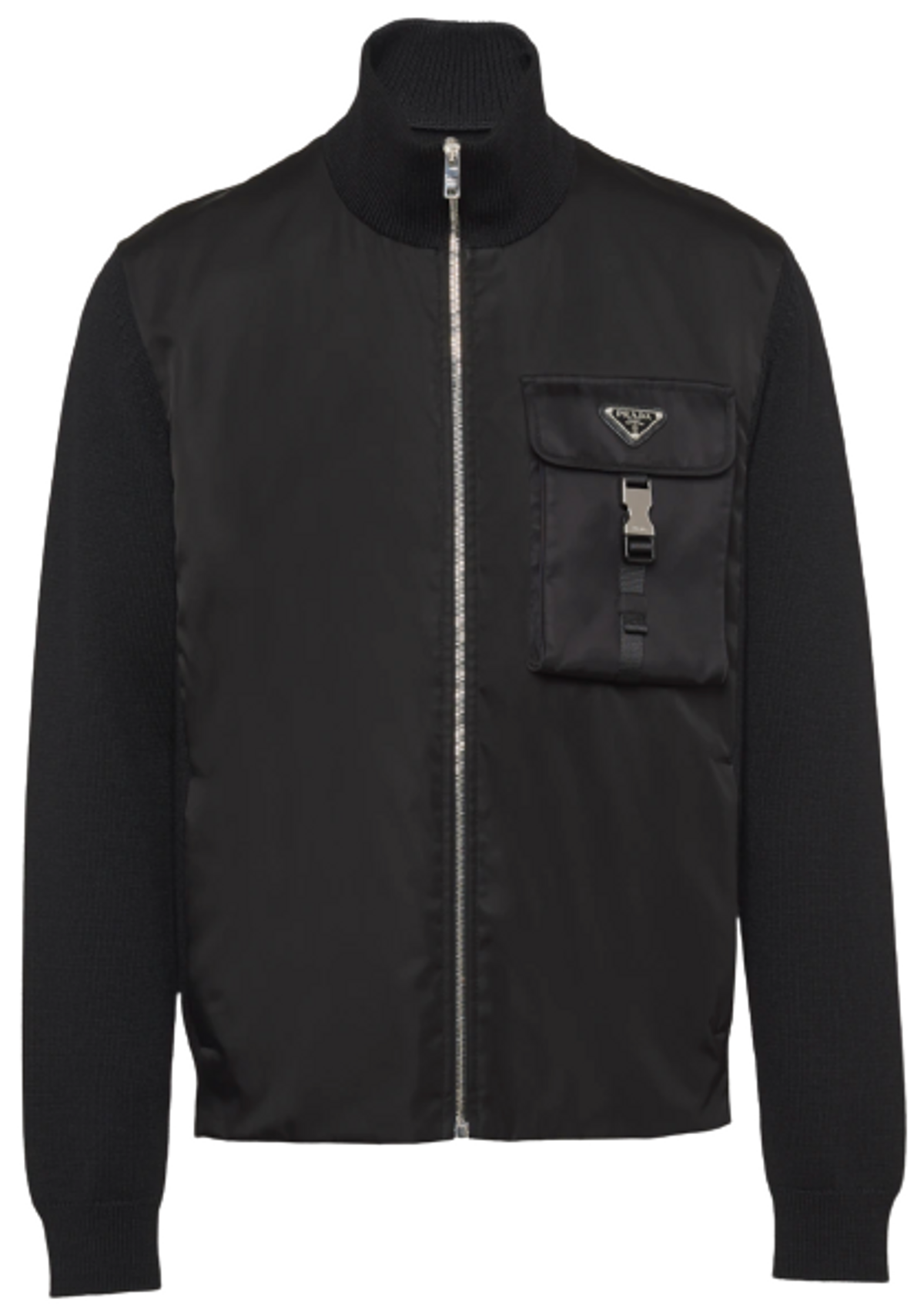 Prada Re-Nylon Gabardine And Wool Cardigan