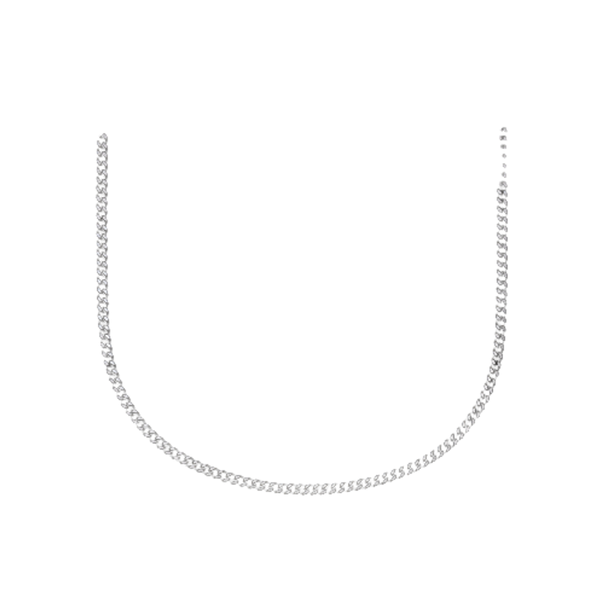Loupn Thin Cuban Chain Necklace - Sterling Silver 3.5 mm - 19