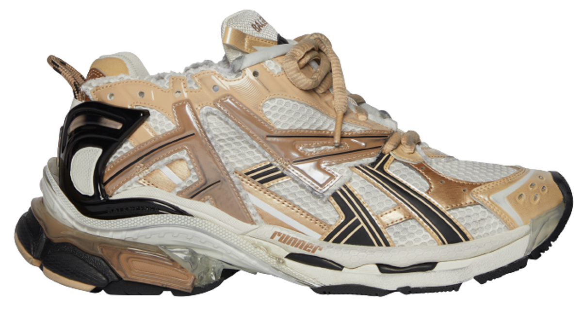 Balenciaga Valentines Day 22 Beige And Black Mesh And Nylon Runner Trainers