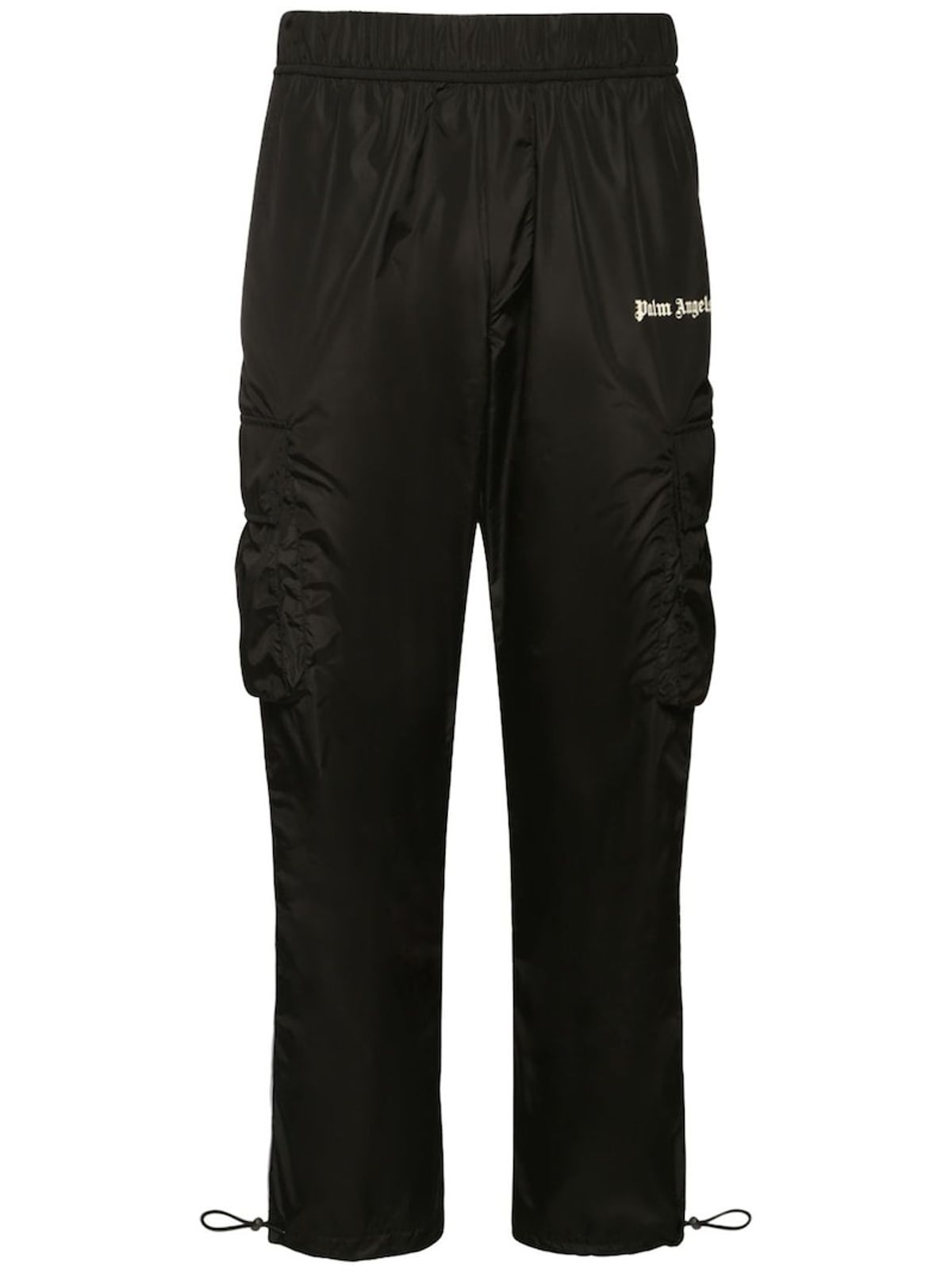 Palm Angels Logo Print Nylon Cargo Black Pants