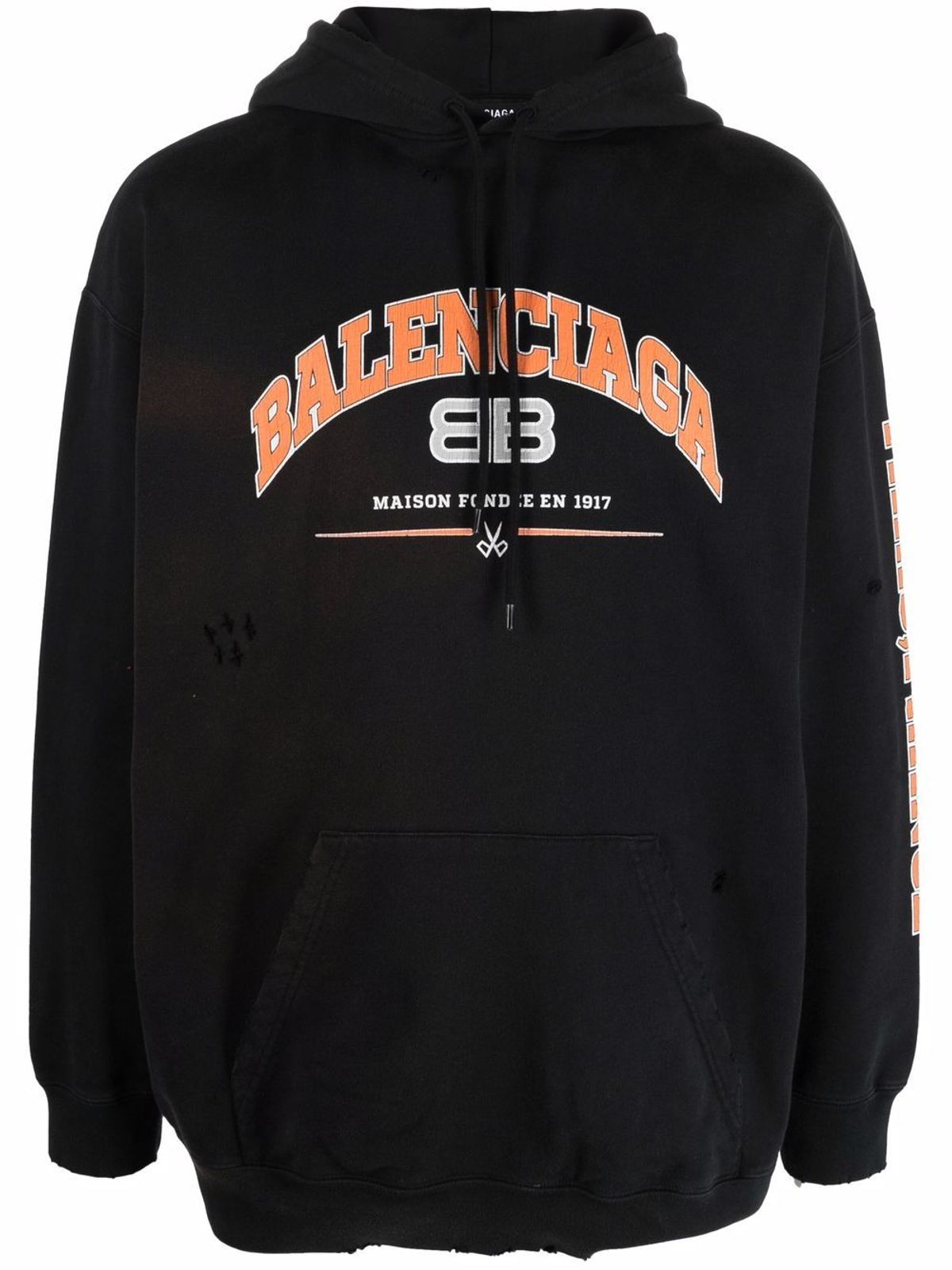 Balenciaga Logo-Print Cotton-Blend Jersey Black Hoodie