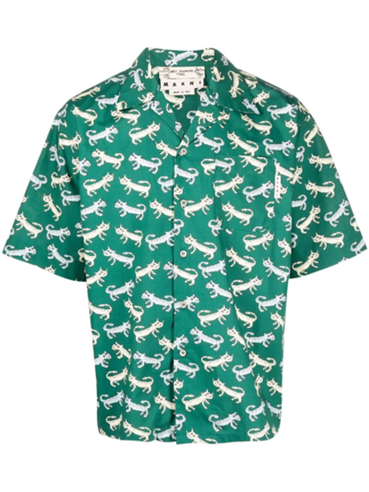Marni Tiger-Print Green Bowling Shirt