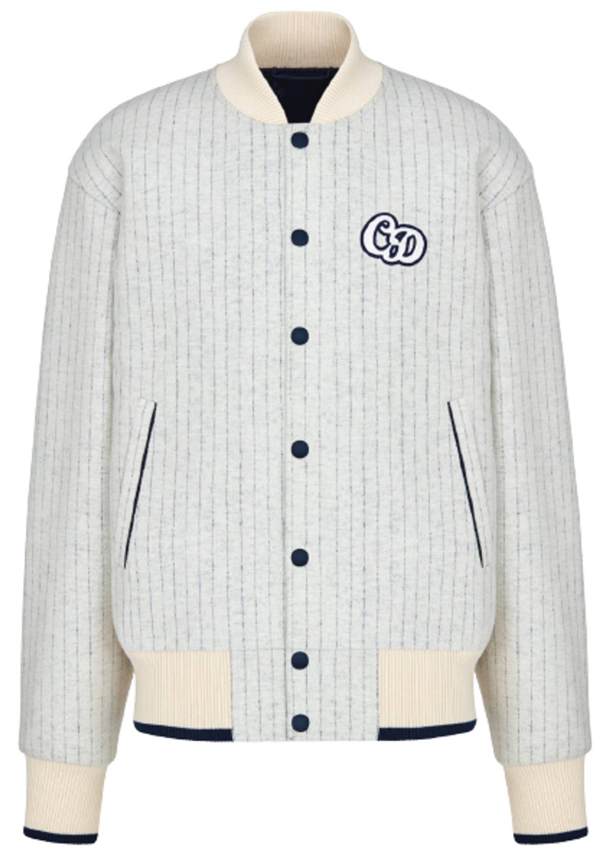 Dior Christian Dior Atelier Ecru Wool And Cotton Jersey Baseball Blouson Jacket