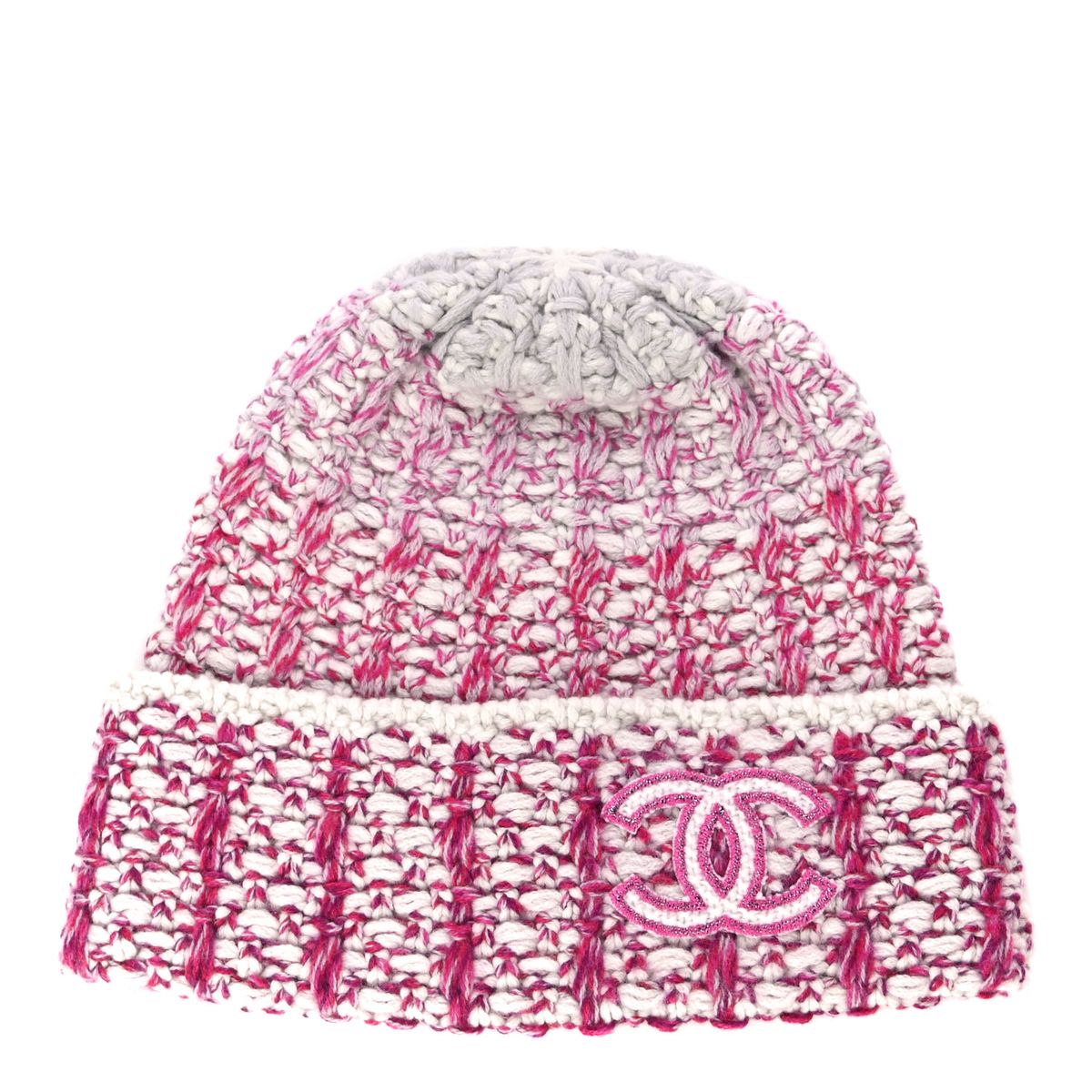 Chanel Cashmere CC Pink Beige Beanie Hat