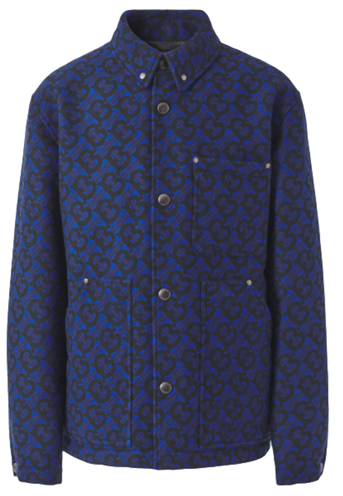 Burberry Monogram Wool Jacquard Deep Royal Blue Overshirt