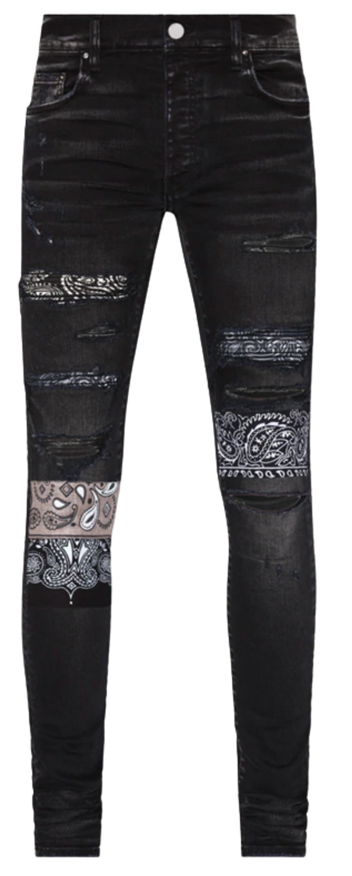 Amiri Vintage Bandana Artpatch Aged Black Jeans