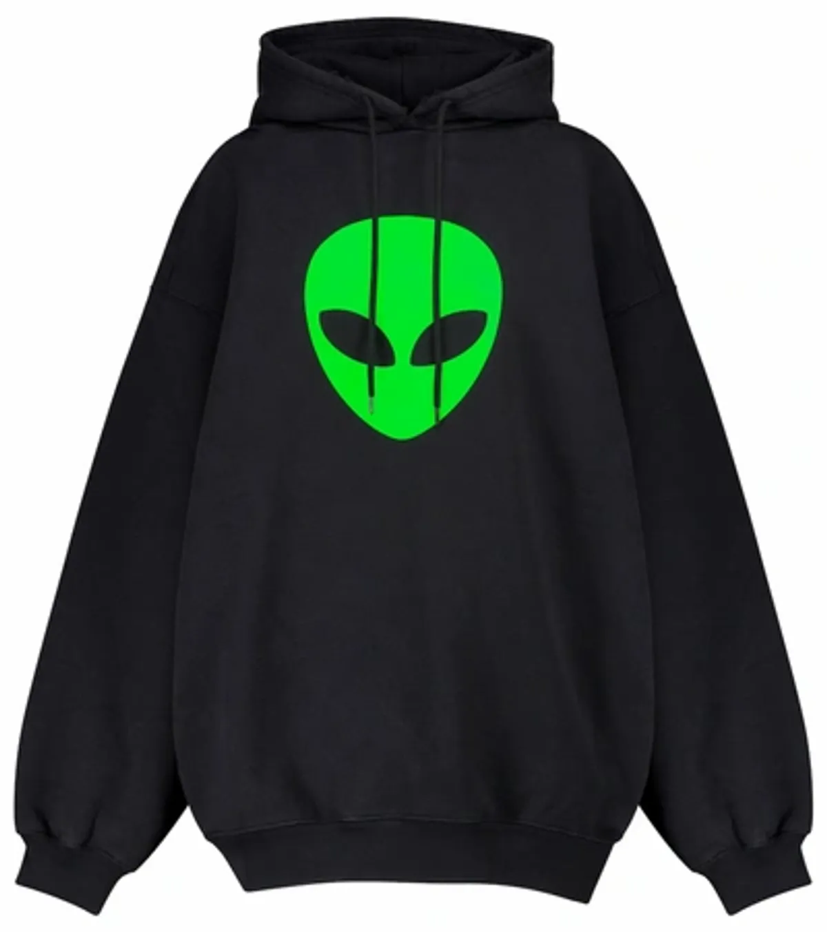 Balenciaga Alien Print Hooded Sweatshirt In Black