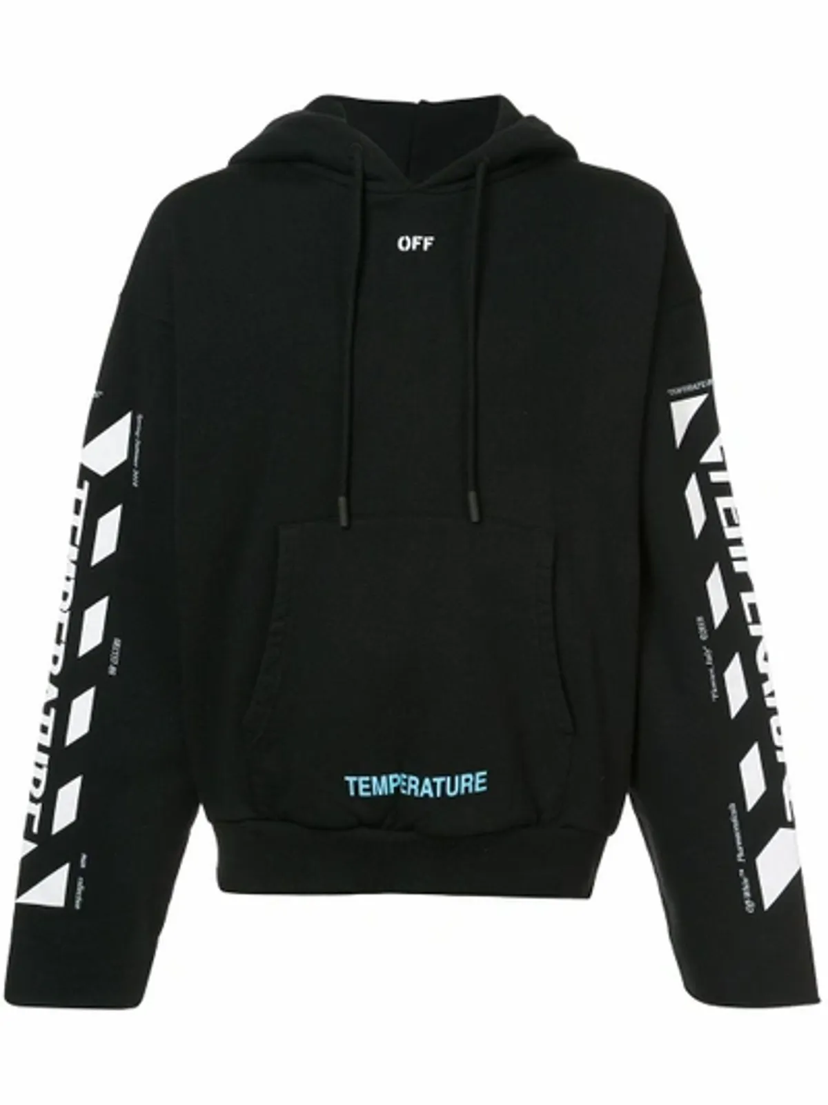 Off-White Temperature Hooded Cropped Cotton Sweatshirt In Black